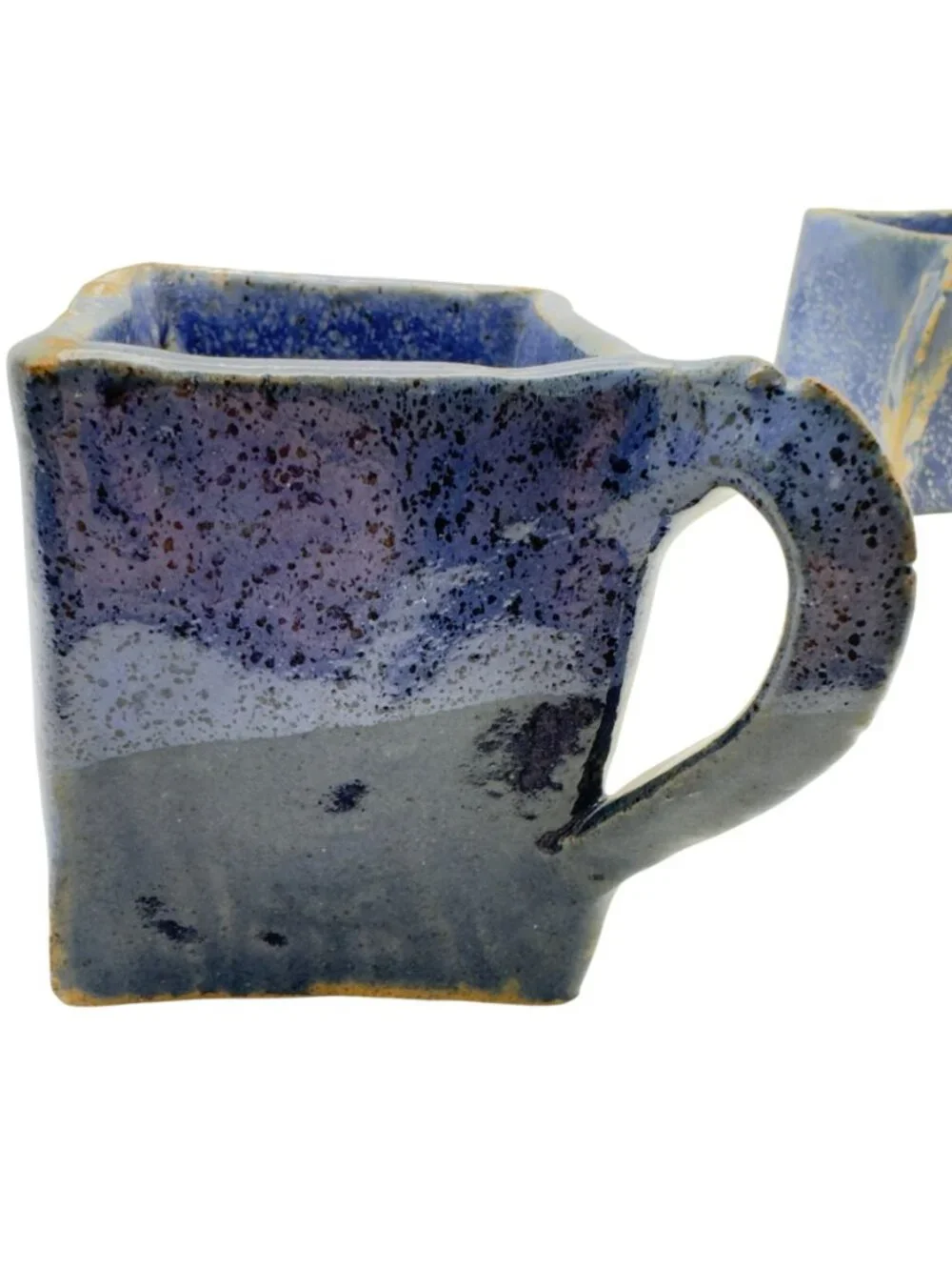 Studio-Made Blue White Pottery Creamer Sugar Ceramic Handcrafted Glaze Signed 3